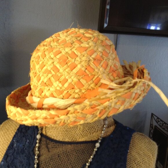 Da-Me Italy; Straw, raffia all Natural hat with twisted hatband; Y2K, Fairycore - Picture 3 of 6
